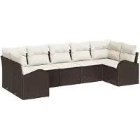 vidaXL Tuinbank Set 7 st Bruin [Synthetisch]: Poly Riet