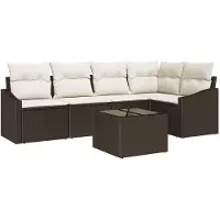 vidaXL Tuinbank Set 6 st Bruin en Crème poly rattan