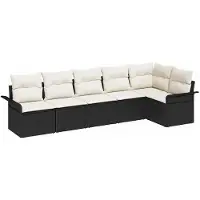 vidaXL Tuinbank Set 6 st Zwart poly rattan