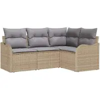 vidaXL Tuinset met 4 zitplaatsen, beige, van polyrotan