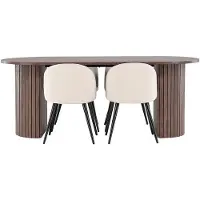 Ebuy24 Härön eethoek tafel 90x200cm en 4 velours stoelen mocca.