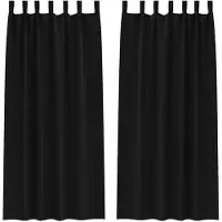 vidaXL Blackout Gordijnen met Ringen 2 st Zwart 225 x 140 cm Polyester
