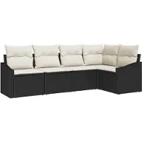 vidaXL Tuinbank Set 5 st Zwart en Wit poly rattan