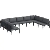 vidaXL Tuinbank Set 9 st Zwart Staal