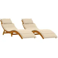 vidaXL Ligbed met kussen 2 pcs Beige Massief Acacia Hout