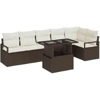 vidaXL Tuinset met 7 zitplaatsen, bruin, van polyrotan