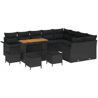 vidaXL Tuinbank Set 13 st Zwart poly rattan