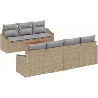 vidaXL Tuinbank Set 8 st Beige poly rattan