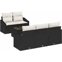 vidaXL Bankstel 6 st Zwart en Crème poly rattan