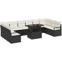 vidaXL Tuinbank Set 11 st 10-Aantal zitplaatsen Zwart en Crème