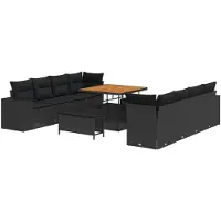 vidaXL Tuinbank Set Zwart poly rattan