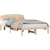 vidaXL Bedframe met hoofdeinde Naturel 140 x 190 cm Massief grenenhout