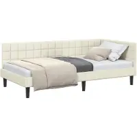 vidaXL Hoekbed met hoofdeinde, crème, 90 cm x 200 cm, fluweel