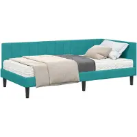 vidaXL Hoekbedframe met Matras 2 st Turquoise 100 x 200 cm Fluweel