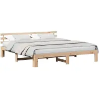 vidaXL Bedframe met hoofdeinde Naturel 180 x 200 cm Massief grenenhout