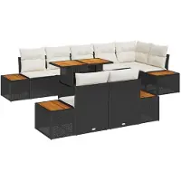 vidaXL Tuinbank Set 9 st Zwart en Beige