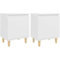 vidaXL Nachtkastjes 2 st met massief houten poten 40x30x50 cm wit