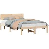 vidaXL Bedframe met hoofdeinde Naturel 140 x 190 cm Massief grenenhout