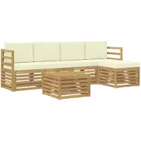vidaXL Buiten bank set 6 st Wit en crèmekleurig Polyester