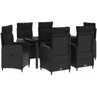 vidaXL Sofa Tafel Set 7 st Zwart PE rotan en poedergecoat staal