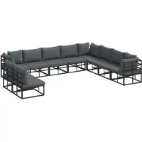 vidaXL Tuinbank Set 10 st Zwart Aluminium