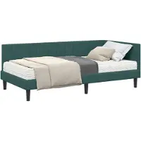 vidaXL Hoekbedframe met Matras met hoofdeinde 2 st Groen Fluweel