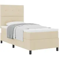 vidaXL Boxspring bed met matras met hoofdeinde Crème 90 x 190 cm Stof