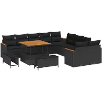 vidaXL Tuinbank Set 13 st 12-Aantal zitplaatsen Zwart poly rattan