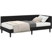 vidaXL Hoekbedframe met Matras met hoofdeinde 2 st Zwart Fluweel