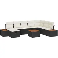 vidaXL Tuinbank Set 9 st Zwart poly rattan