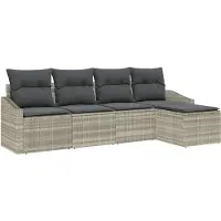 vidaXL Bankstel 5 st Lichtgrijs poly rattan