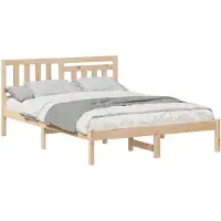 vidaXL Bedframe met hoofdeinde Bruin 140 x 190 cm Massief grenenhout