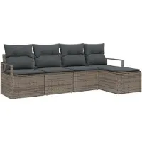 vidaXL Bankstel 5 st Grijs poly rattan
