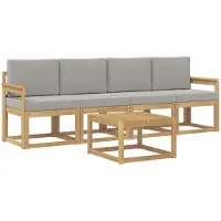 vidaXL Buiten bank set 5 st Wit en Lichtgrijs Polyester