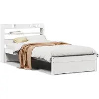 vidaXL Bedframe met hoofdbord massief grenenhout wit 75x190 cm