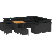 vidaXL Tuinbank Set 12 st Zwart poly rattan