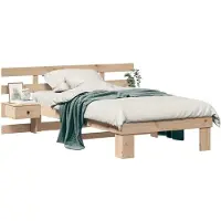 vidaXL Bedframe met hoofdeinde Bruin 90 x 190 cm Massief grenenhout