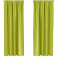vidaXL - Blackout - Gordijnen - met - Ringen - 2 - st - Groen - 260 - x - 140 - cm - Polyester