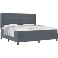 vidaXL Boxspringbed met hoofdeinde, donkergrijs, 200 x 200 cm, fluweel