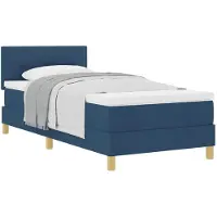 vidaXL Boxspring bed met kussen met hoofdeinde Blauw 90 x 190 cm Stof