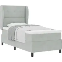 vidaXL Boxspringbed met hoofdeinde, lichtgrijs, 200 x 90 cm, fluweel