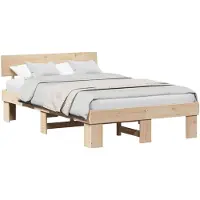 vidaXL Bedframe met hoofdeinde, naturel, 120 x 200 cm, massief grenenhout