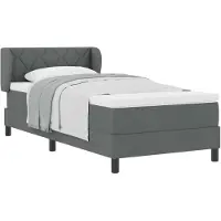 vidaXL Boxspring bed met hoofdeinde Donkergrijs 90 x 200 cm Stof