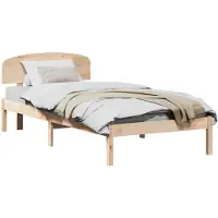 vidaXL Bedframe met hoofdeinde Naturel 75 x 190 cm Massief grenenhout
