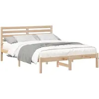 vidaXL Bedframe met hoofdeinde Bruin 140 x 190 cm Massief grenenhout