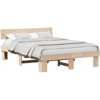 vidaXL Bedframe met hoofdeinde Naturel 150 x 200 cm Massief grenenhout