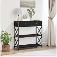 vidaXL Console Tafel met lade met plank Zwart eiken 75 x 28 x 75 cm