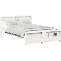 vidaXL Bedframe met plank Wit 160 x 200 cm Massief grenenhout