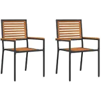 vidaXL Tuinstapelstoelen, 2 stuks, zwart, massief acaciahout