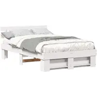 vidaXL Bedframe met hoofdeinde Wit 135 x 190 cm Massief grenenhout